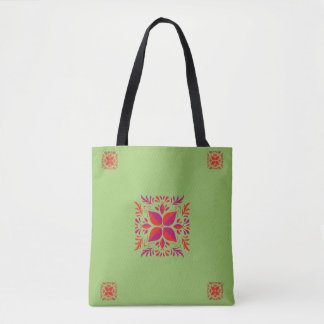 Rotes lila und grünes Grafikdesign Tasche