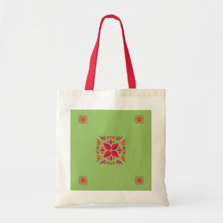 Rotes lila und grünes Grafikdesign Tragetasche