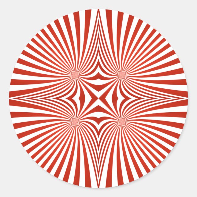 Rotes Linienmuster Runder Aufkleber (Vorderseite)