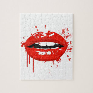 Rotes Lippenkußschönheits-Modemake-up