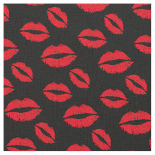 Rotes Lippenmuster-modernes Schwarzes Stoff