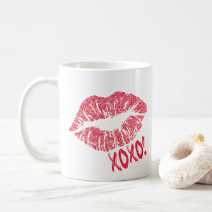 Rotes Lippenstift-Kuss-Kennzeichen XOXO! Kaffeetasse