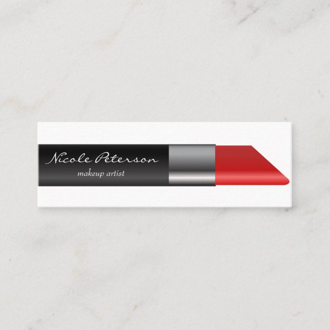 Rotes Lippenstift Make-upeinzigartiges berufliches Mini Visitenkarte (Vorderseite)