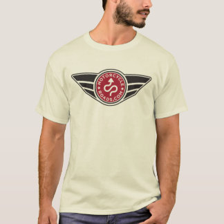 Rotes Logo auf hellfarbigem Shirt Ihrer Wahl