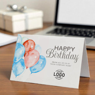 Rotes Logo Blue Balloons Corporate Happy Geburtsta Karte