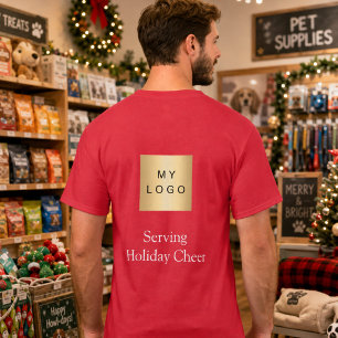 Rotes Logo Weihnachts-Team serviert festliche Freu T-Shirt