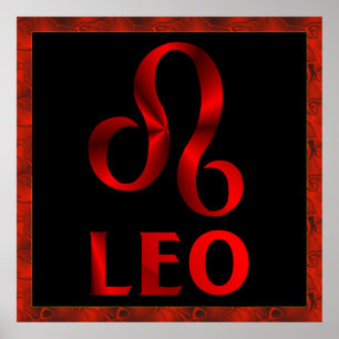 Rotes Löwe-Horoskop-Symbol Poster