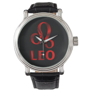 Rotes Löwe-Symbol Armbanduhr