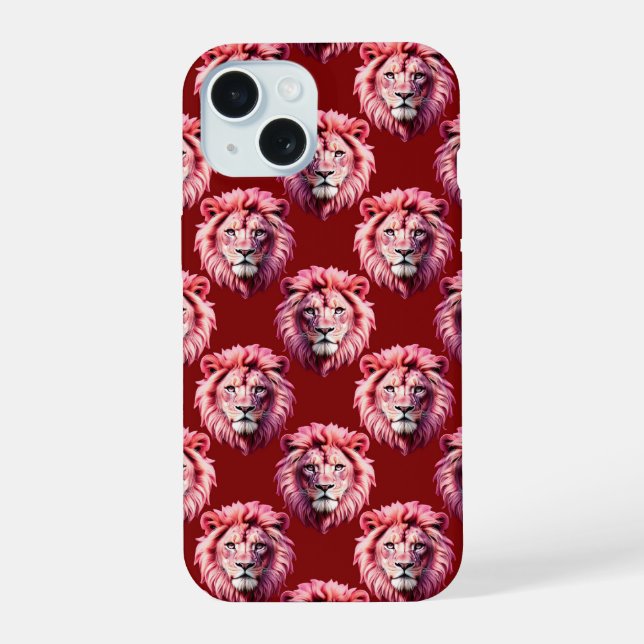 Rotes Löwenkopf-Design  iPhone 15 Hülle (Rückseite)