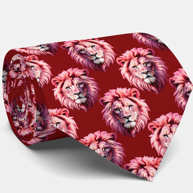 Rotes Löwenkopf-Design  Krawatte (Von Creator hochgeladen)