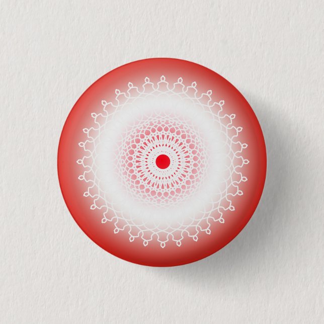 Rotes Mandala Button (Vorderseite)