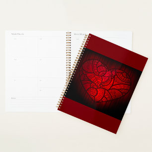 Rotes Mandala Herz Romantisches Boho Muster Planer