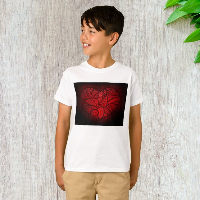 Rotes Mandala Herz Romantisches Boho Muster T-Shirt (Von Creator hochgeladen)