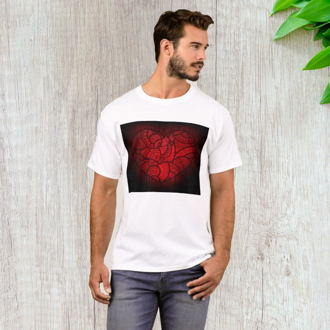 Rotes Mandala Herz Romantisches Boho Muster T-Shirt (Von Creator hochgeladen)