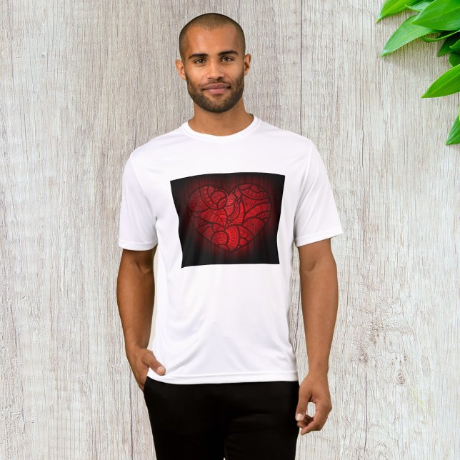 Rotes Mandala Herz Romantisches Boho Muster T-Shirt (Von Creator hochgeladen)