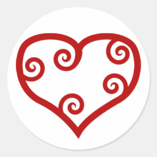 Rotes Maori- Herz Runder Aufkleber