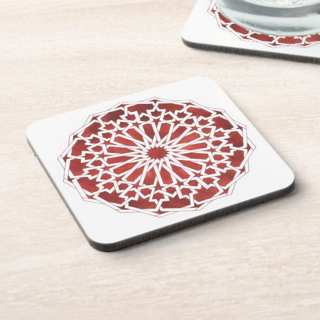 Rotes marokkanisches Mosaik ALCAZAR Getränkeuntersetzer (Linke Seite)