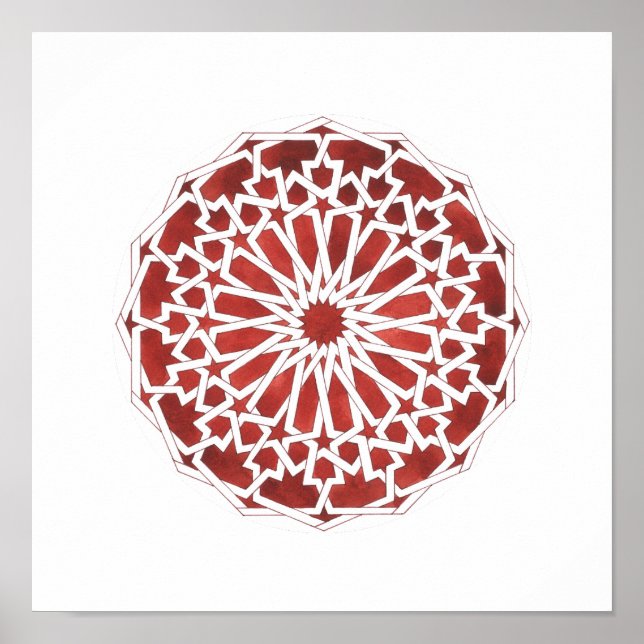 Rotes marokkanisches Mosaikposter ALCAZAR Poster (Vorne)