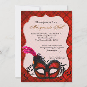 Rotes Masquerade Maskenball Halloween Einladung