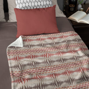 Rotes Maulfell Beige Dunkelbraunes Stammeskunstmus Fleecedecke