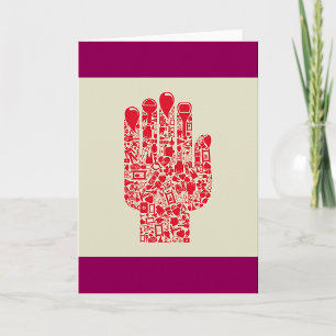 Rotes medizinisches Handsymbol Gesundheitswesen Karte
