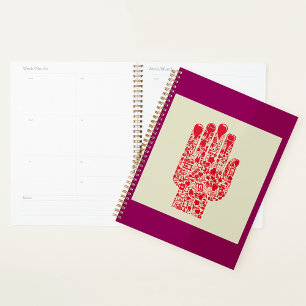 Rotes medizinisches Handsymbol Gesundheitswesen Planer
