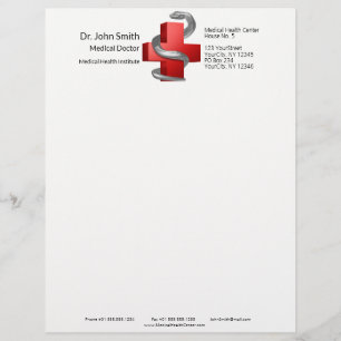 Rotes medizinisches Kreuz Silber-Symbol Schlange Briefbogen