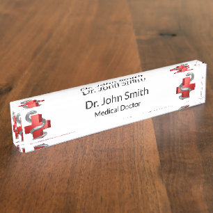 Rotes medizinisches Kreuz Silver Symbol Schlange S Namensplakette