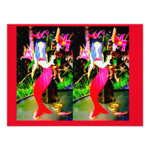 rotes Meerjungfrauen partying Fotodruck