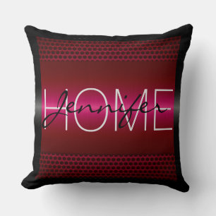 Rotes Metallic-Loch-Metall-Look-Monogramm Kissen