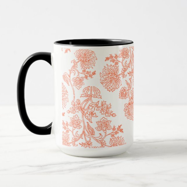 Rotes Minimalistisches Blumenmuster Telefonbuch Tasse (Links)