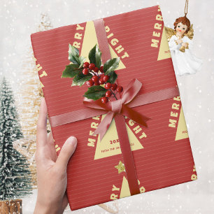 Rotes minimalistisches Weihnachtsbaum-Muster Geschenkpapier