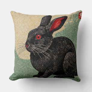 Rotes Mit Augen Schwarzes Kaninchen Kissen