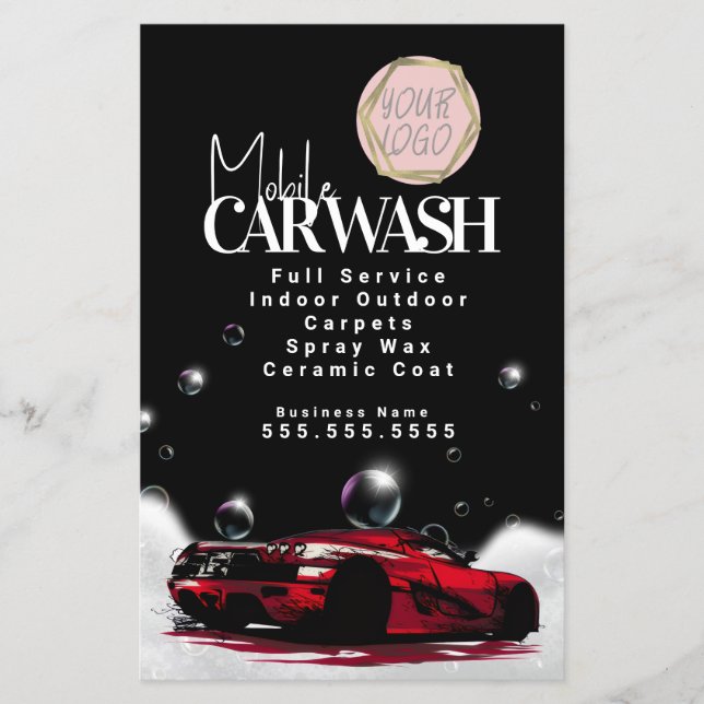 Rotes mobiles Autowasch-Detailing-Logo Flyer (Vorne)