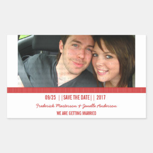 Rotes modernes Foto Save the Date Aufkleber