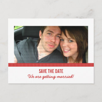 Rotes modernes Foto Save the Date Postkarte