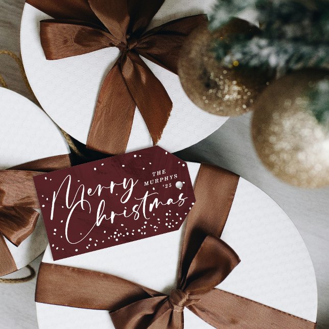 Rotes modernes Schneekugel-Geschenk-Anhänger Frohe Geschenkanhänger (Von Creator hochgeladen)