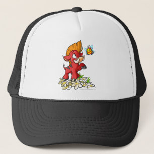 Rotes Moehog und Summen Truckerkappe
