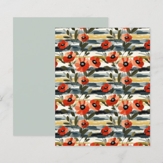 Rotes Mohn Blumen Scrapbook Papier (Vorne/Hinten)