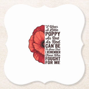 Rotes Mohn Gedenkzitat Vektor-Shirt-Design_1 Untersetzer