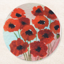 Rotes Mohnblumen-Aquarell