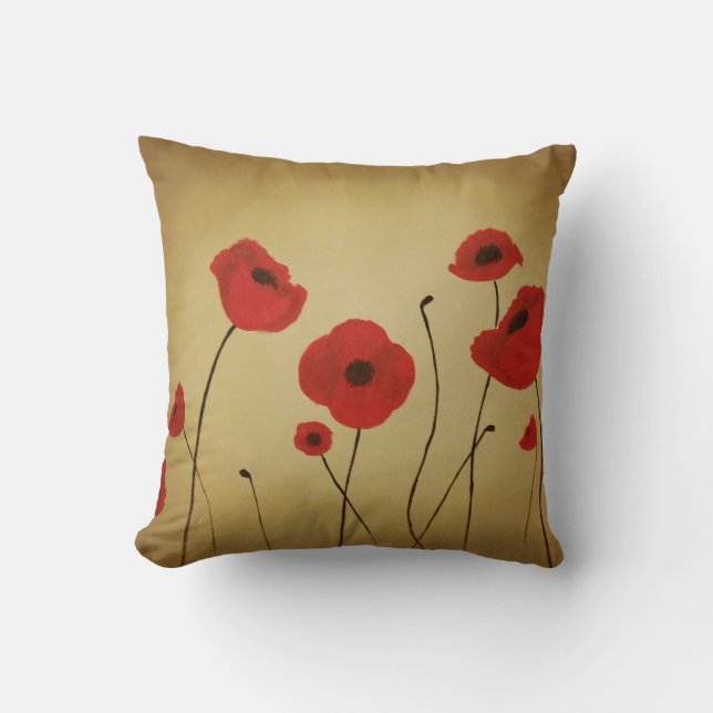 Rotes Mohnblumen-Blumen-Kissen Kissen (Vorderseite)