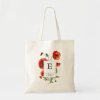 Rotes Mohnblumen-Blumenmonogramm-personalisierte