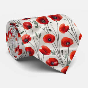 Rotes Mohnblumen-Blumenmuster Krawatte