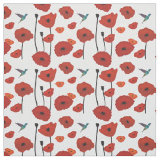 Rotes Mohnblumen-Gewebe Stoff