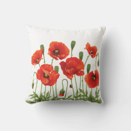 Rotes Mohnblumen-Kissen-ukrainischer Entwurf Kissen