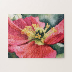 Rotes Mohnblumen-Kunstpuzzle