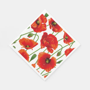 Rotes Mohnblumen-Mittagessen-Papierservietten Serviette