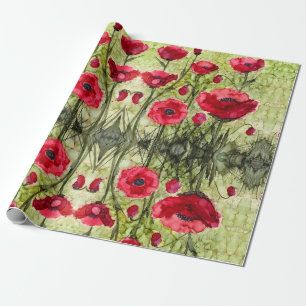 Rotes Mohnblumen-Packpapier Geschenkpapier