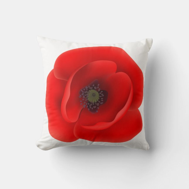 Rotes Mohnblumen-Wurfs-Kissen Kissen (Vorderseite)